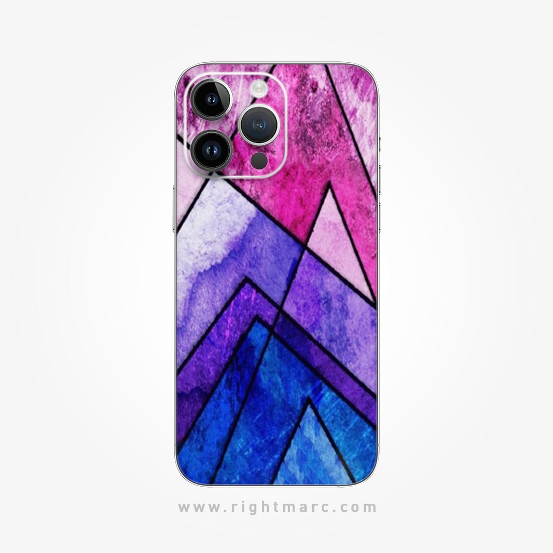 Blue Pink Pattern Mobile Skin Wrap - Right Marc