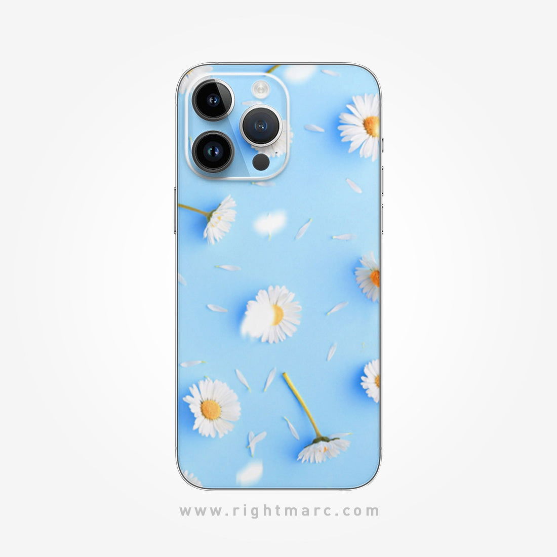 Floral In Sky Blue Mobile Skin Wrap - Right Marc