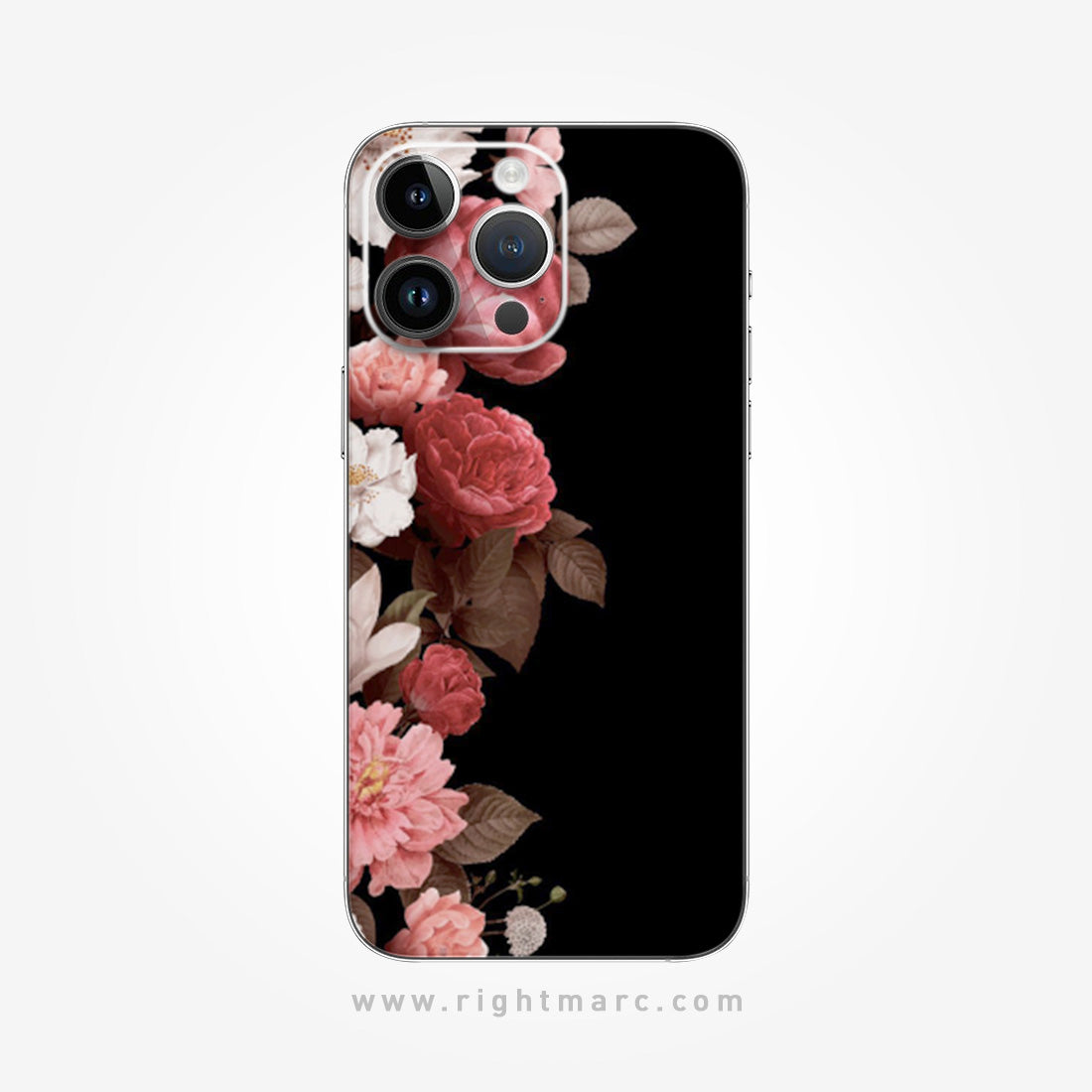 Floral in Black Mobile Skin Wrap - Right Marc