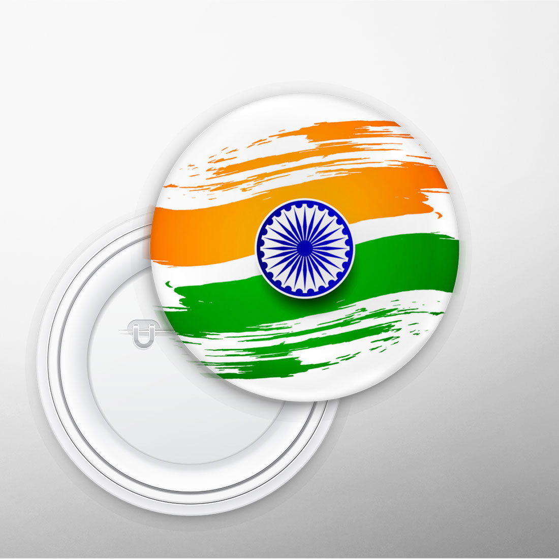 Indian Nation Flag Printed Button Badges 58mm Round - Right Marc