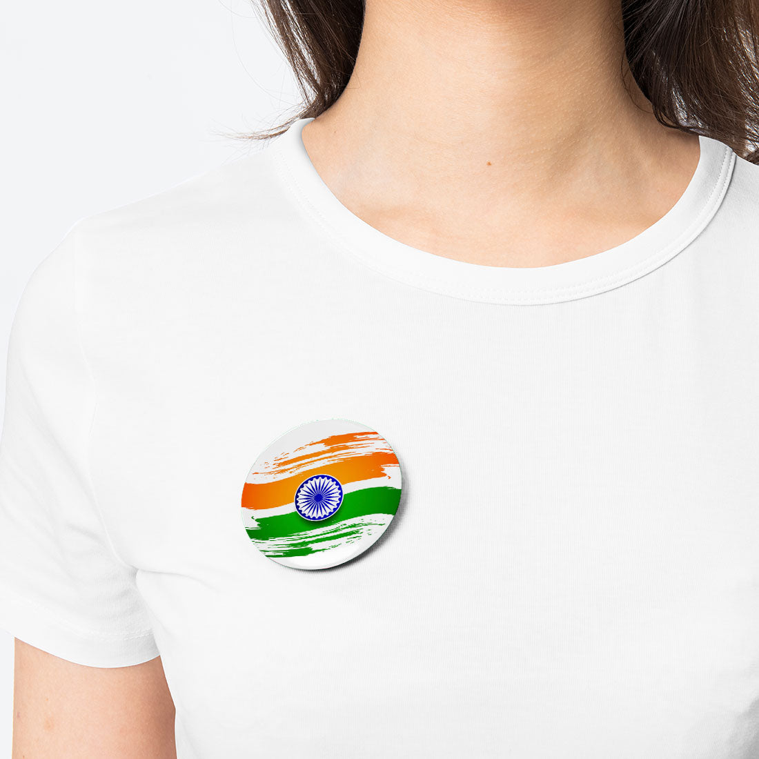 Indian Nation Flag Printed Button Badges 58mm Round - Right Marc