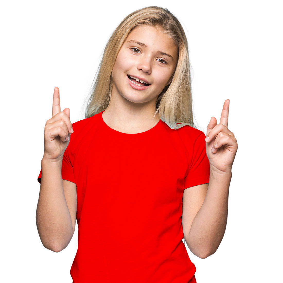 Kids Ring Spun Plain Red Cotton T-shirts for Girls - Right Marc