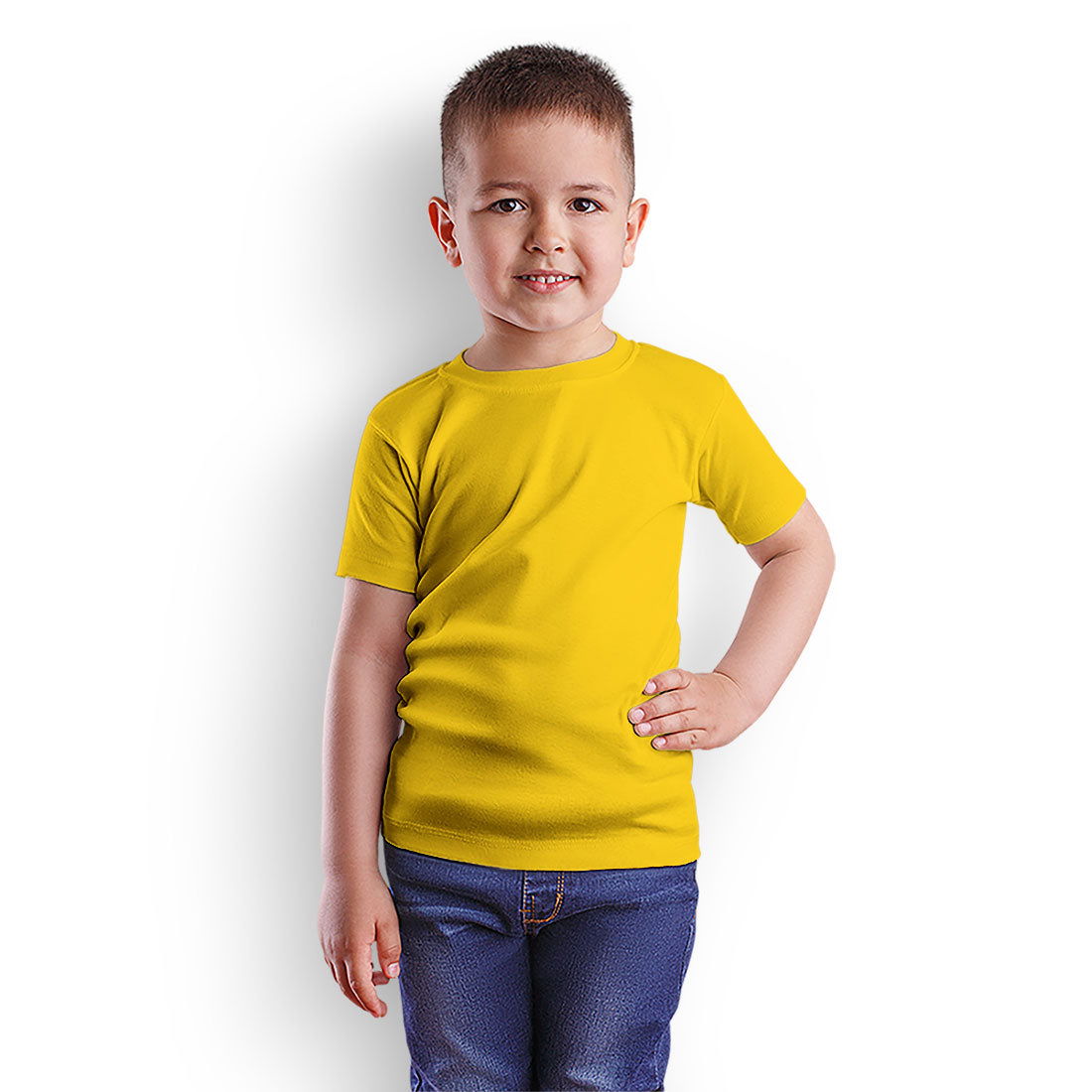 Kids Ring Spun Plain Yellow Cotton T-shirts for Boys - Right Marc