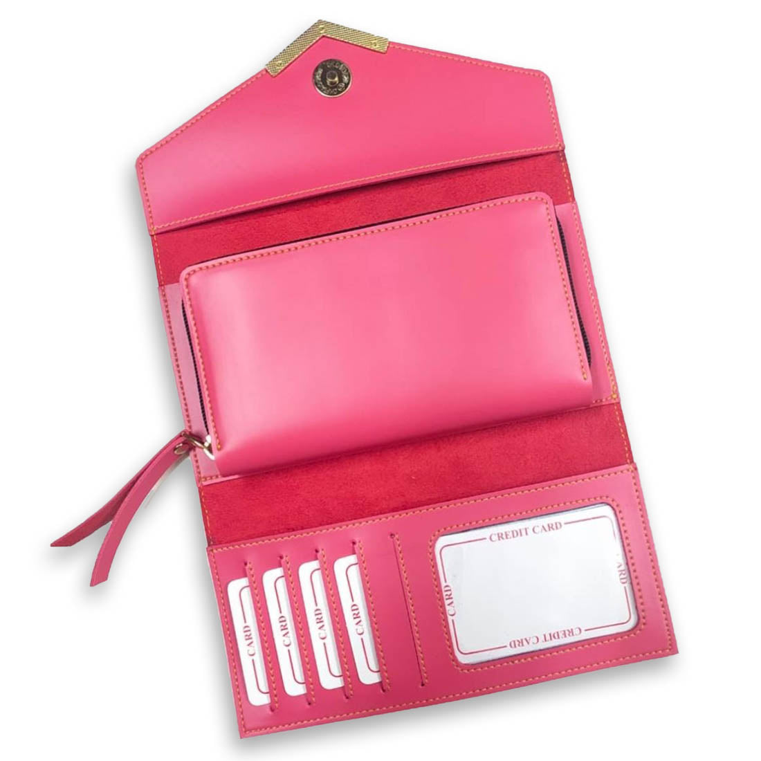 Ladies 4pc Combo - 3 Fold Clutch Wallet, Keychain, Sunglass Holder and Passport Cover - Tan - Right Marc