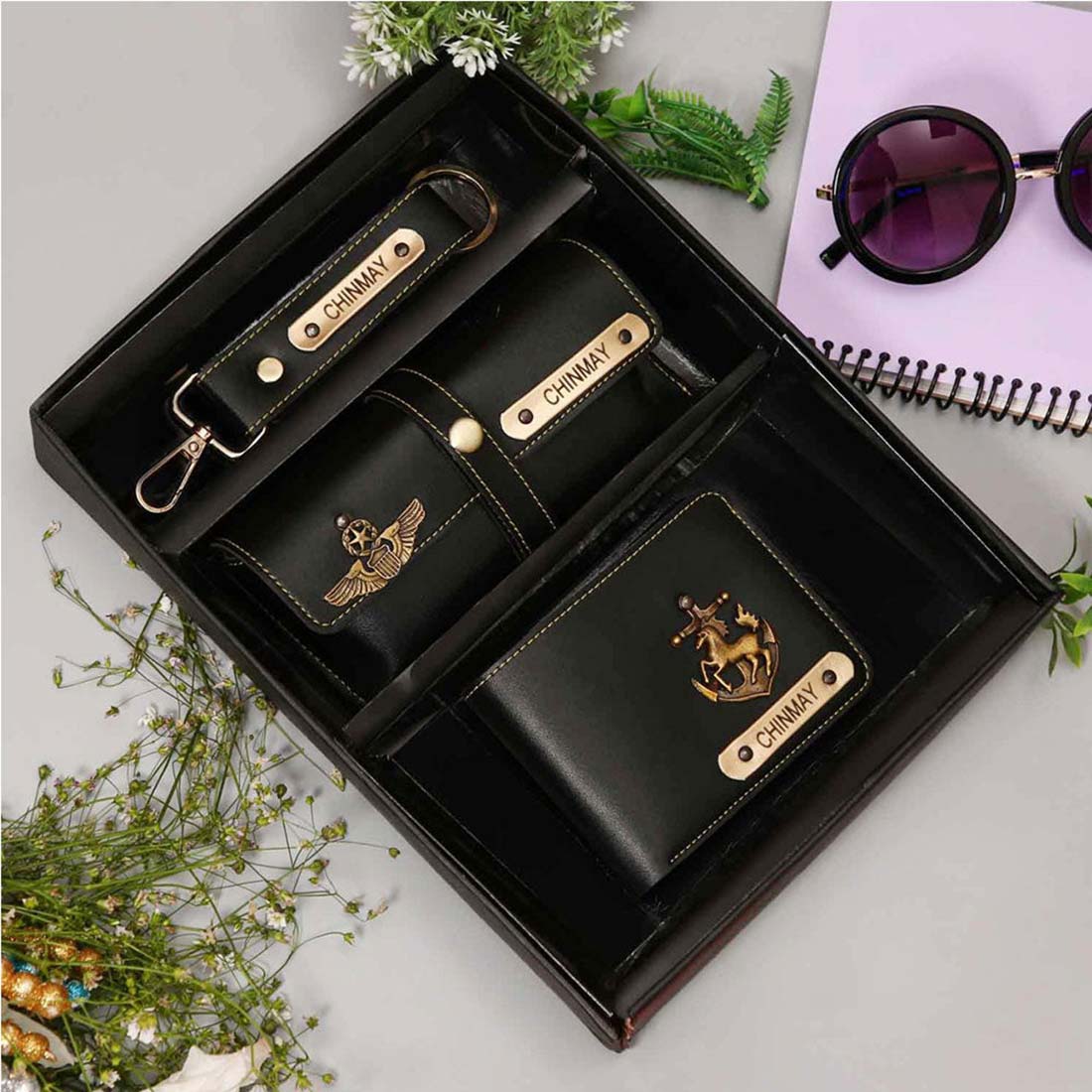 Men's 3pc Combo - Wallet, Keychain and Sunglass Holder Set