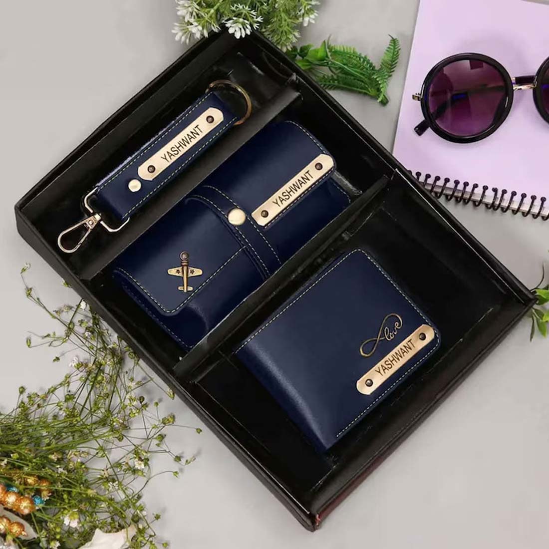 Men's 3pc Combo - Wallet, Keychain and Sunglass Holder Set