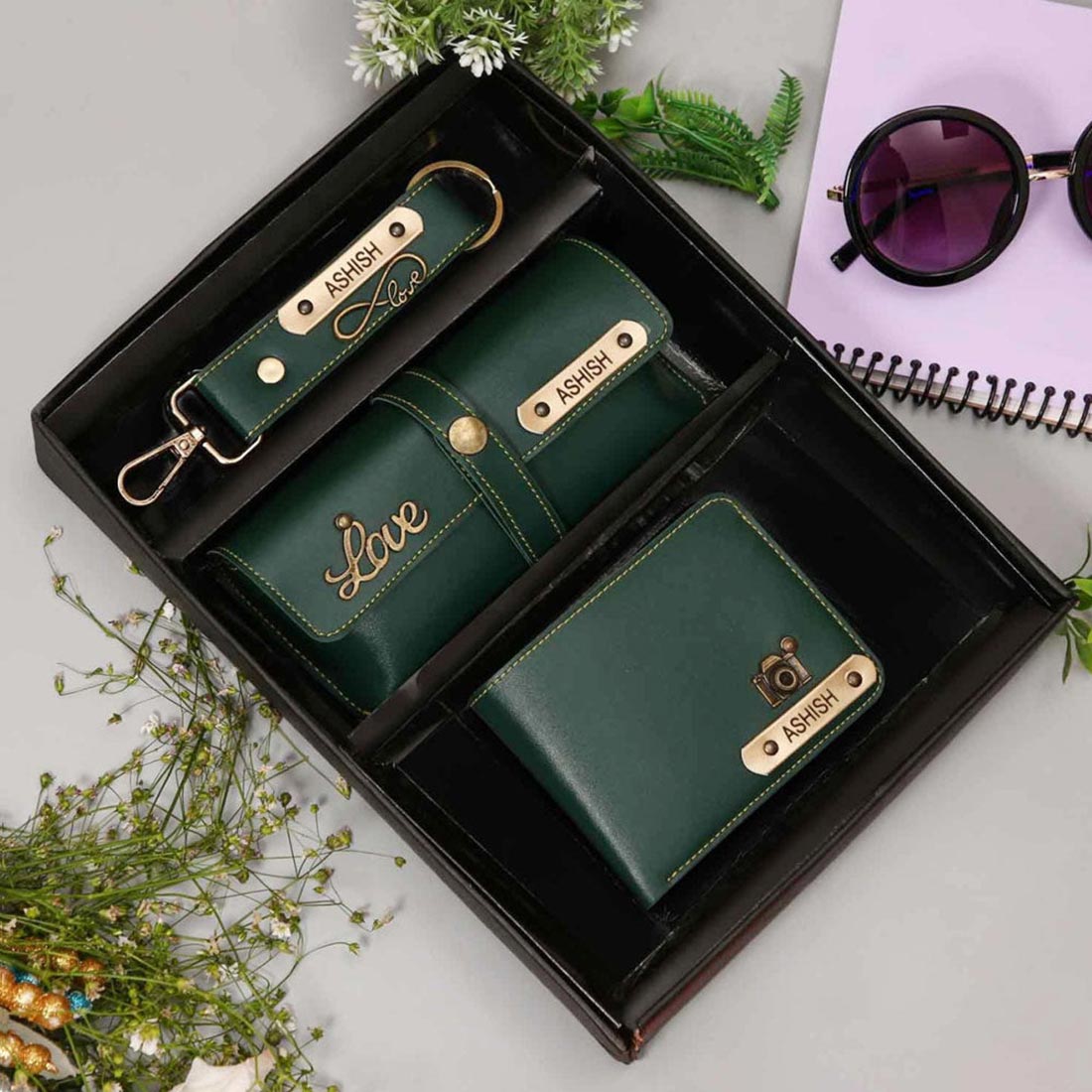 Men's 3pc Combo - Wallet, Keychain and Sunglass Holder Set
