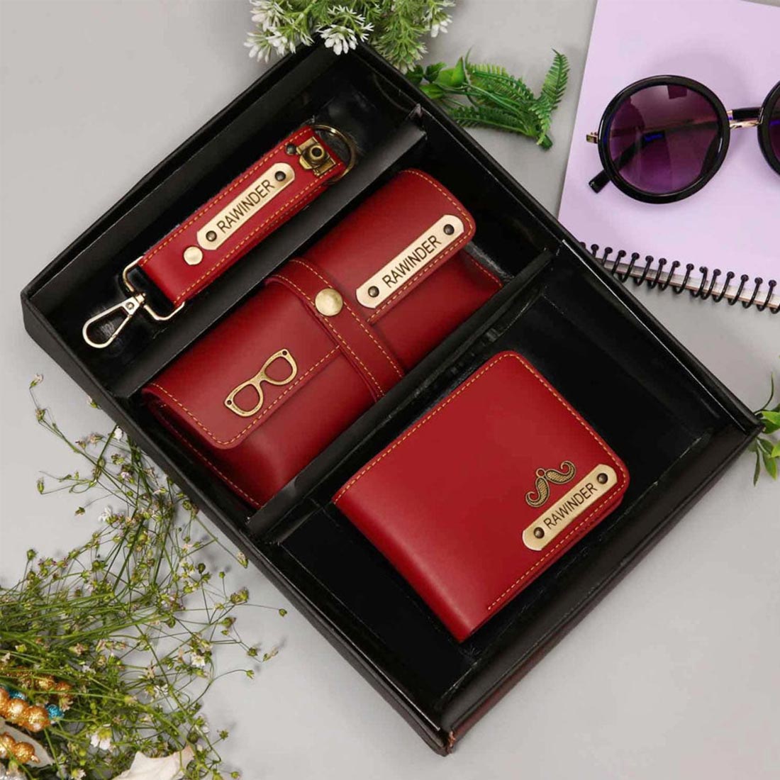 Men's 3pc Combo - Wallet, Keychain and Sunglass Holder Set