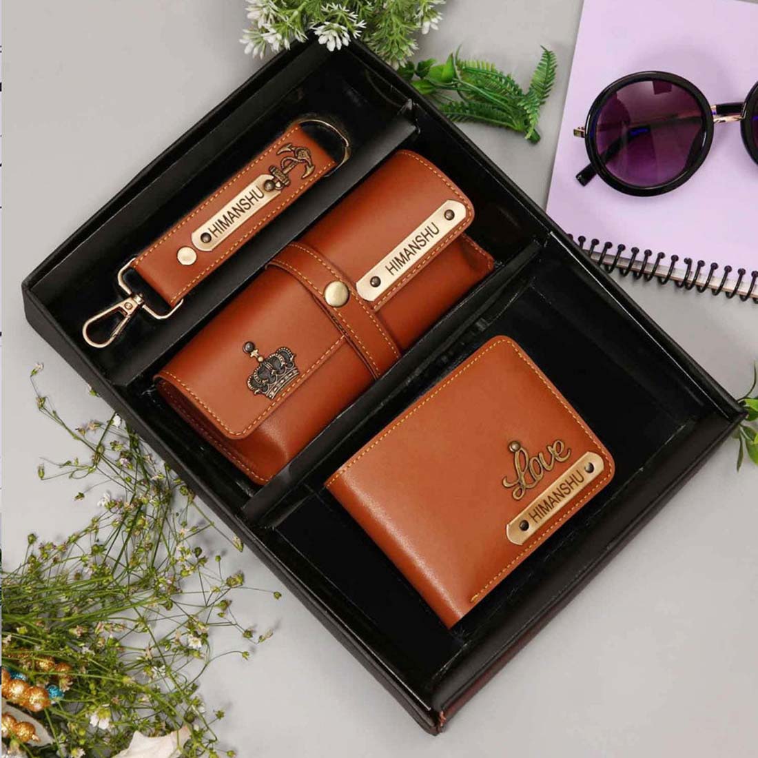 Men's 3pc Combo - Wallet, Keychain and Sunglass Holder Set