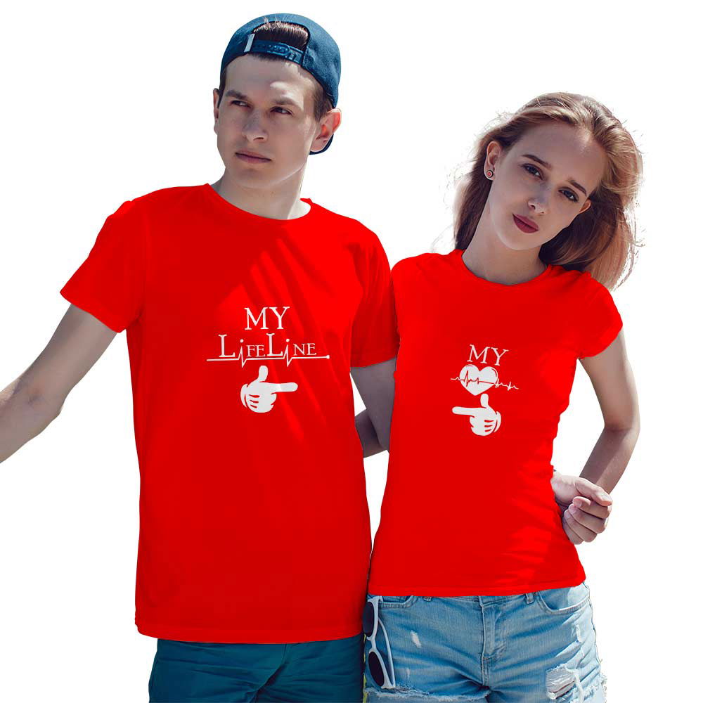 Lifeline Couple T-shirt Red - Main Image