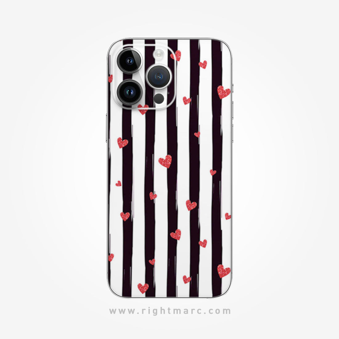 Little Hearts with Strips Mobile Skin Wrap - Right Marc