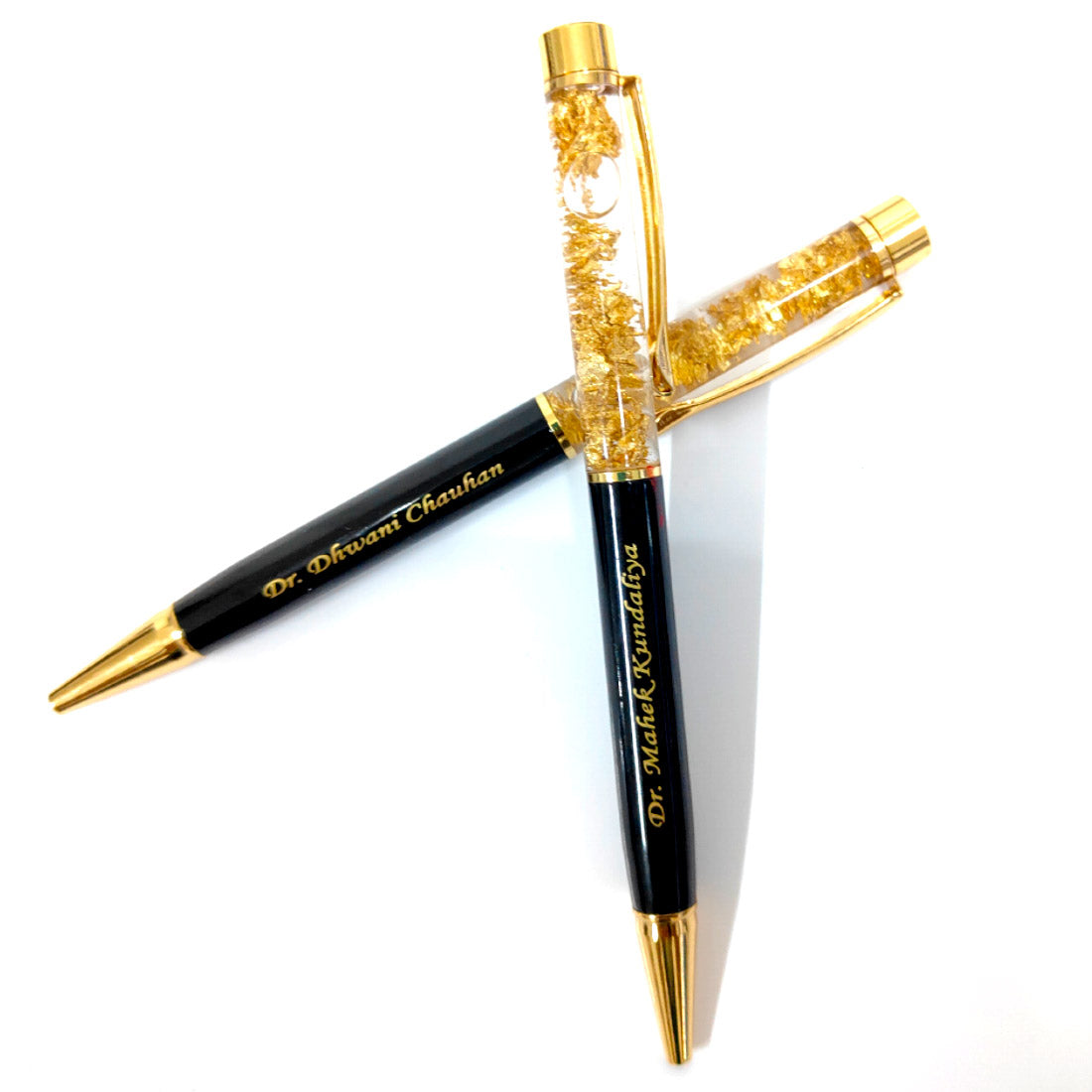 Personalized Gold Flake Zari Metal Pen with Custom Name Print - MP01