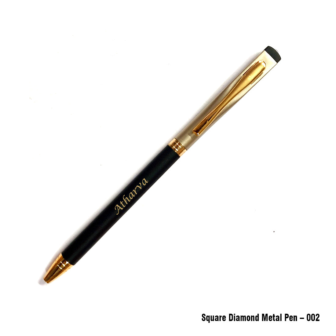 Custom Square Diamond Metal Pen – Elegant Design with Name Print - MP02