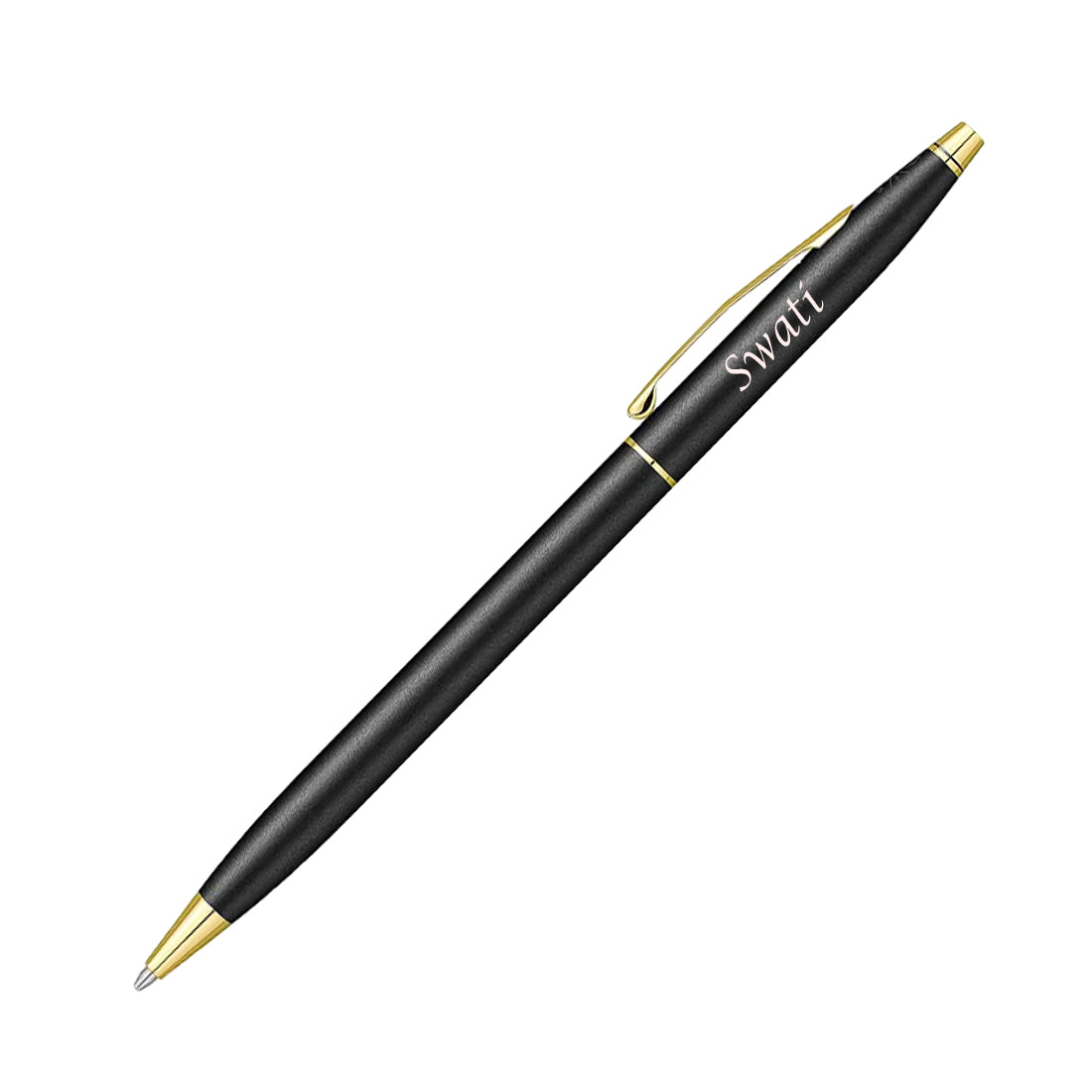 Personalized Cros GN/BK Slim Metal Pen – Custom Name Engraving Available - MP11