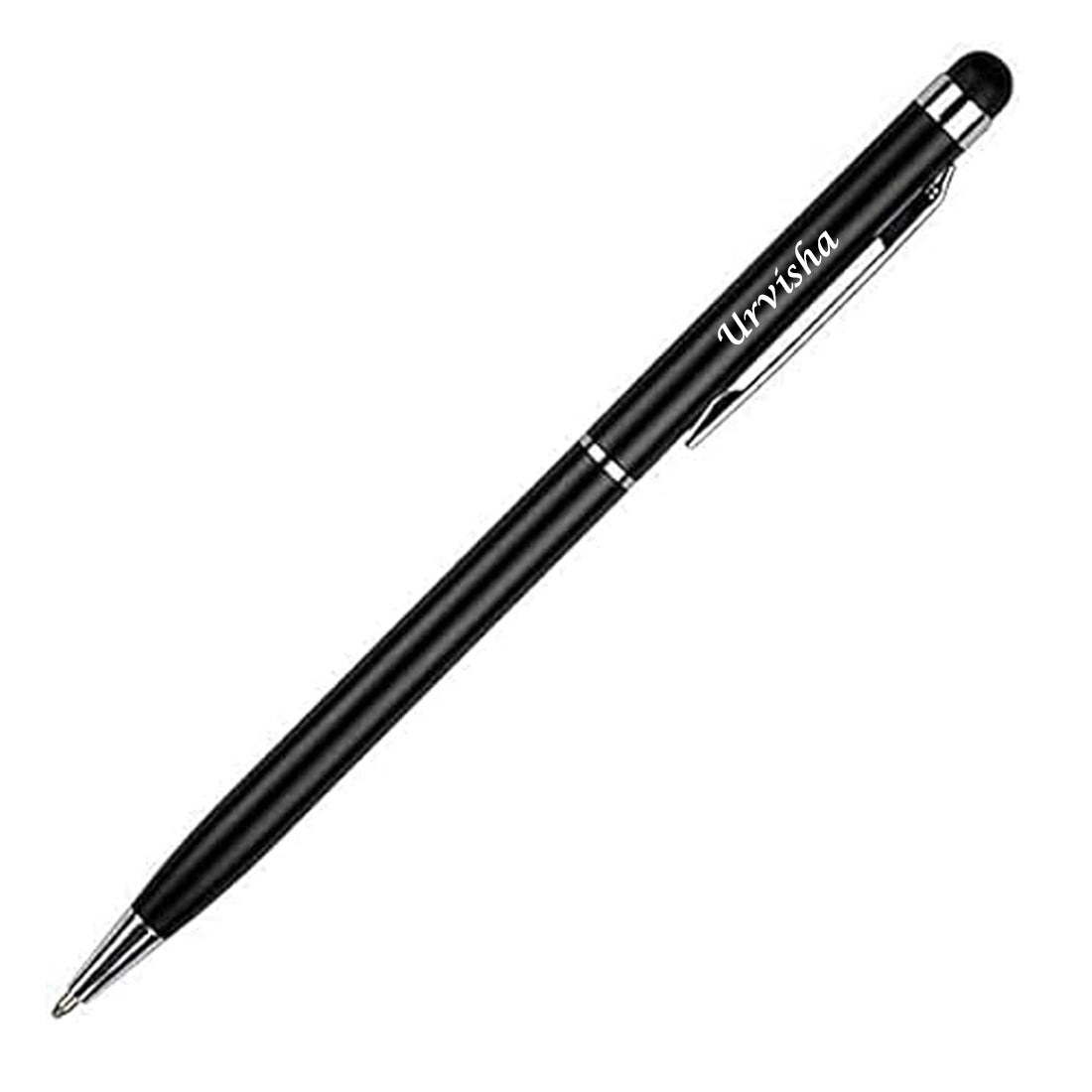 Personalized Slim Touch Black Metal Pen – Custom Name Engraving - MP21