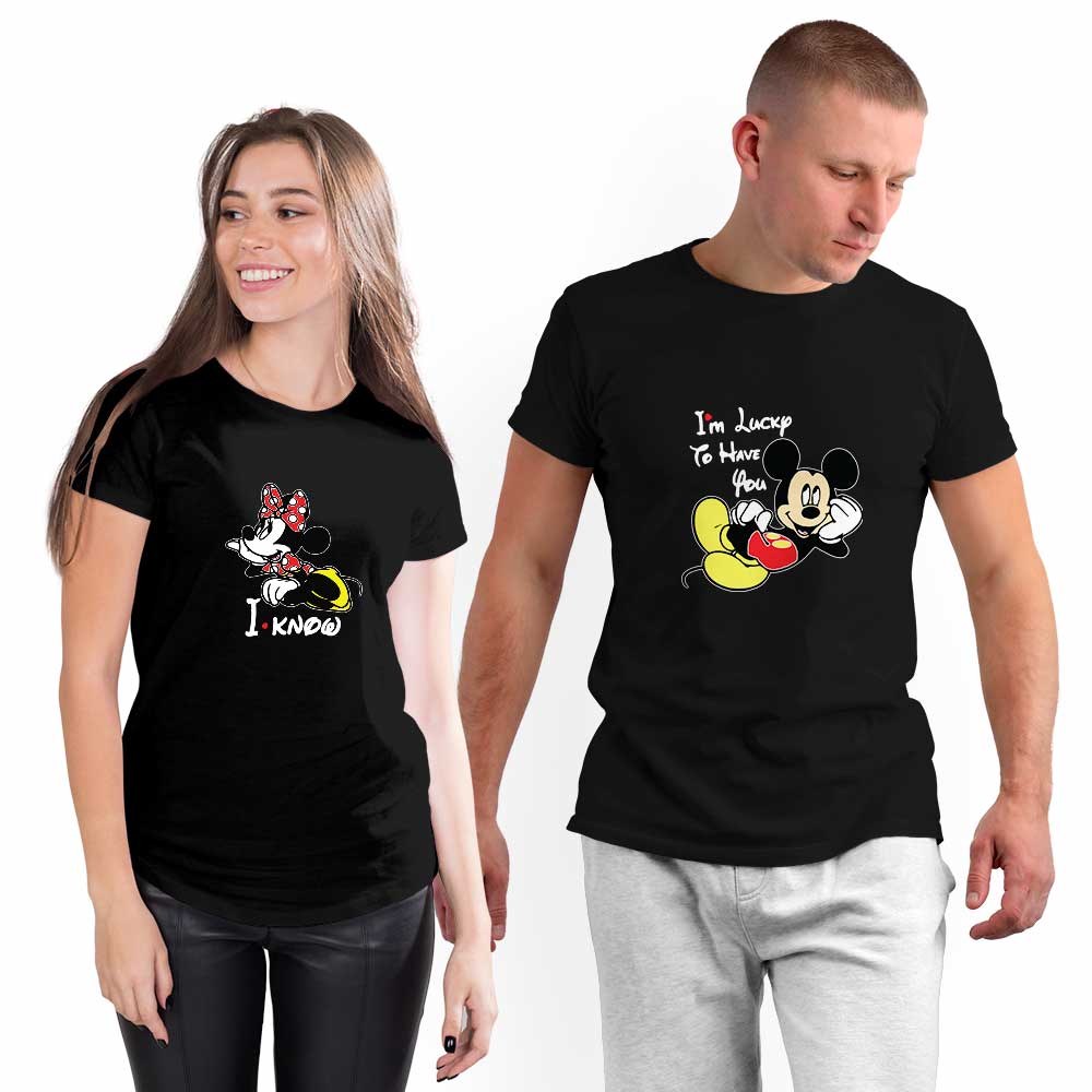 Micky and Minnie Lucky to Have You Couple T-shirt - Right Marc