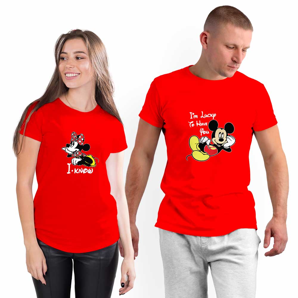 Micky and Minnie Lucky to Have You Couple T-shirt - Right Marc