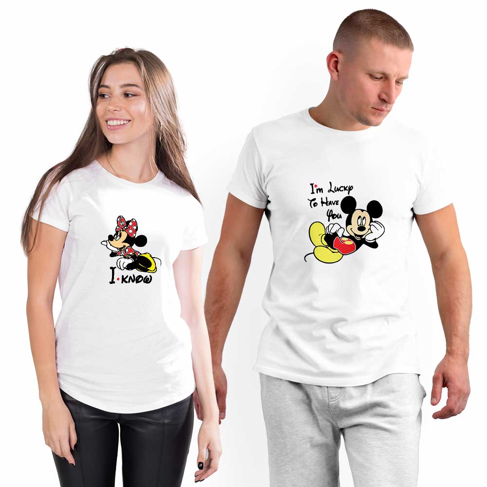 Micky and Minnie Lucky to Have You Couple T-shirt - Right Marc