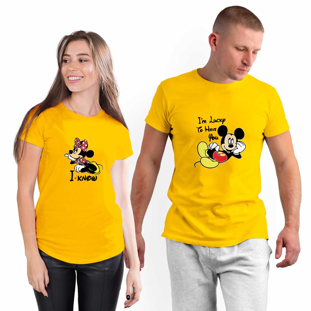Micky and Minnie Lucky to Have You Couple T-shirt - Right Marc