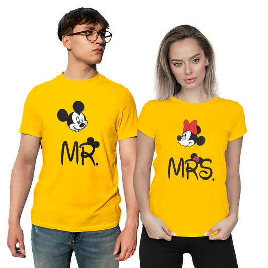 Mr and Mrs Micky Minnie Face Couple T-shirt - Right Marc