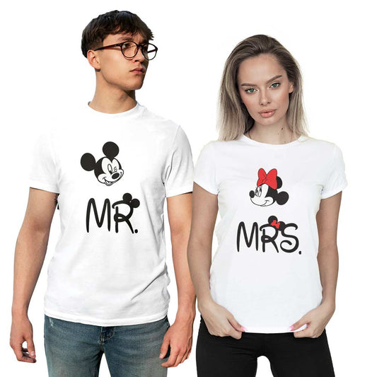 Mr and Mrs Micky Minnie Face Couple T-shirt - Right Marc
