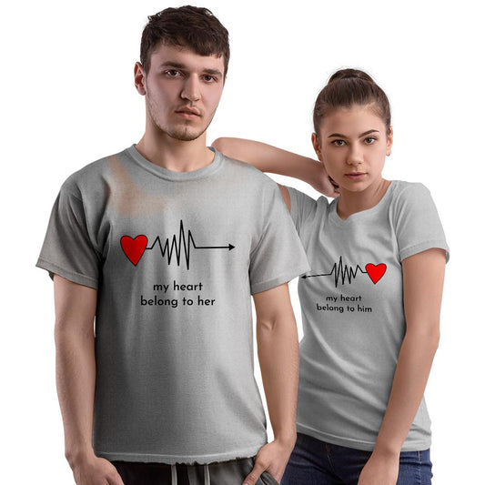 My Heart Belongs to Him and Her Couple T-shirt - Right Marc