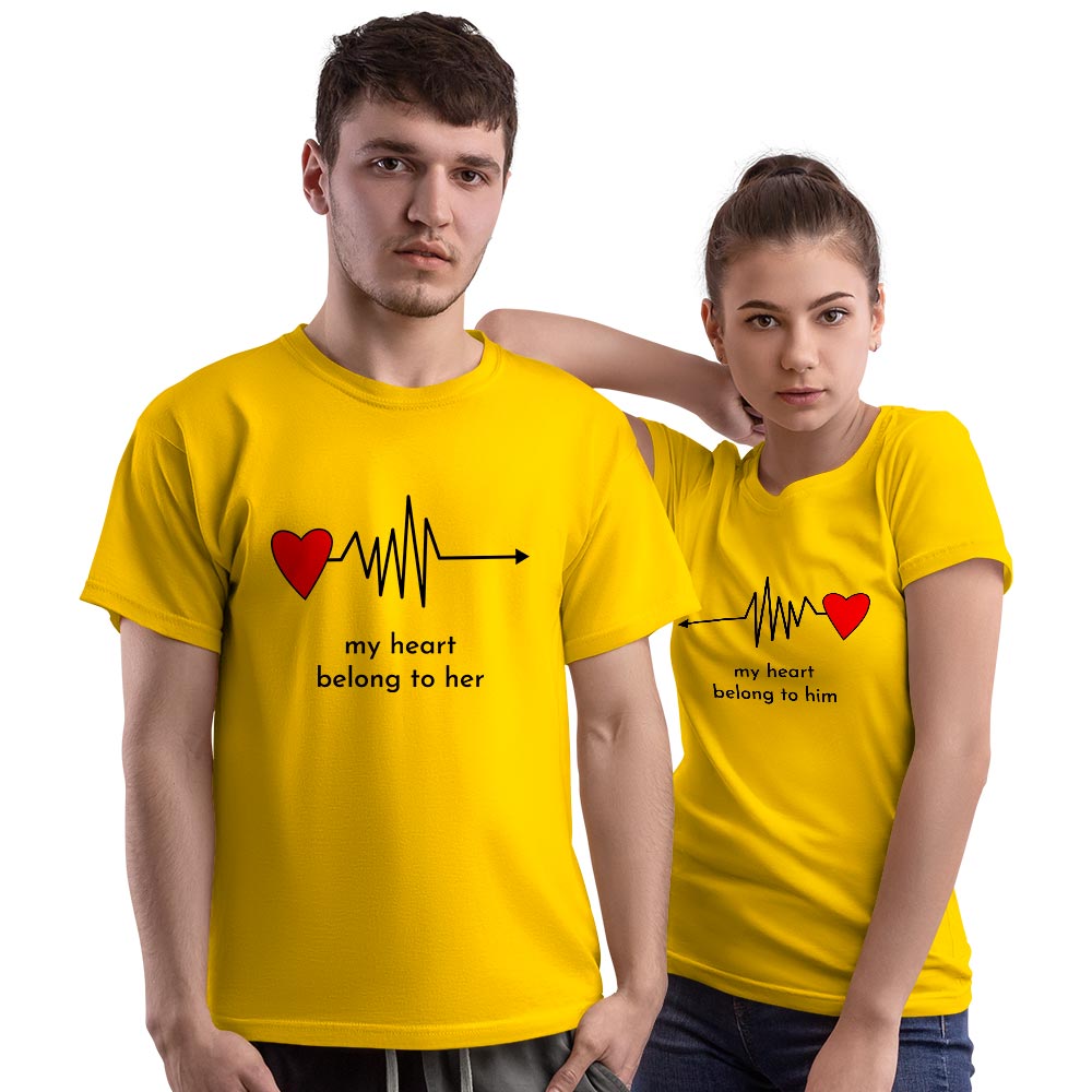 My Heart Belongs to Him and Her Couple T-shirt - Right Marc