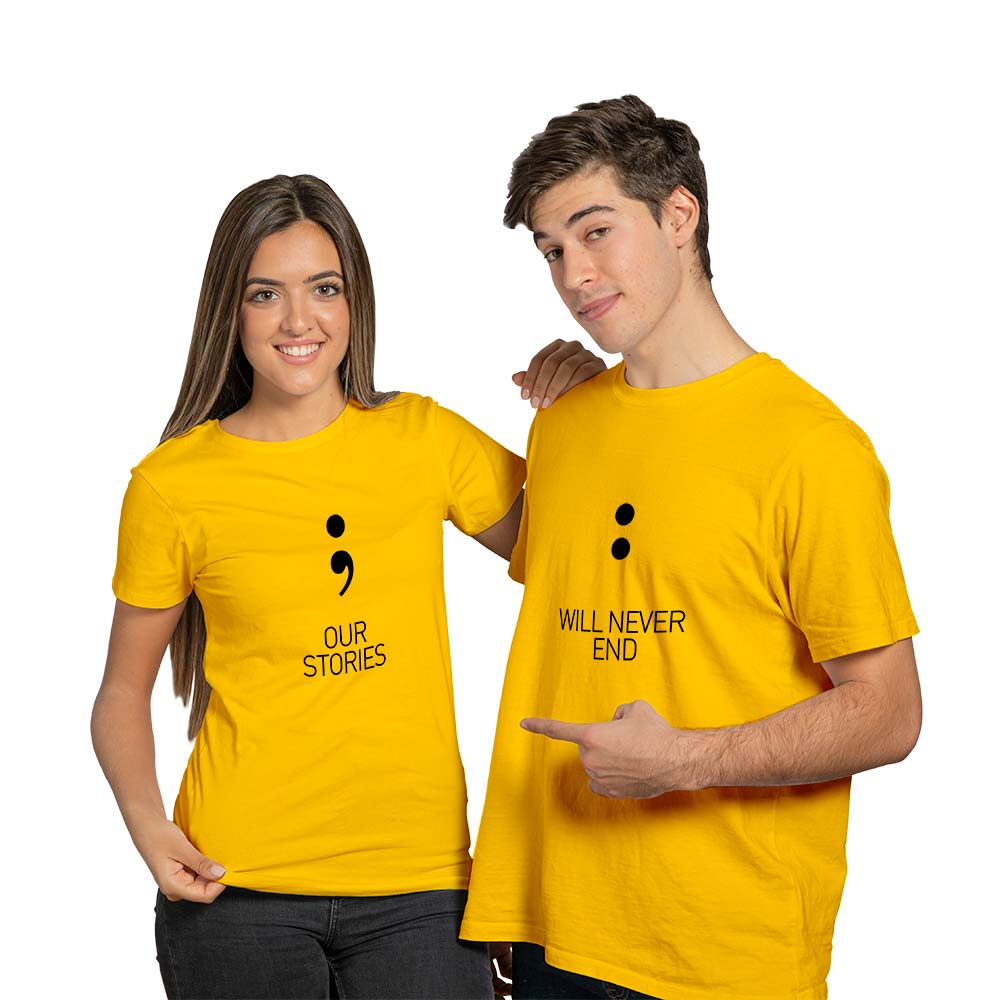 Our Stories Never End Couple T-shirt - Right Marc