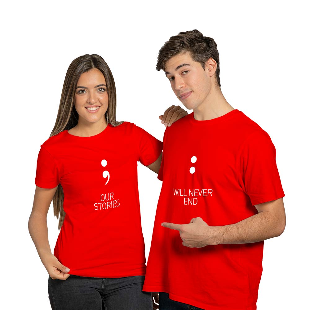 Our Stories Never End Couple T-shirt - Right Marc
