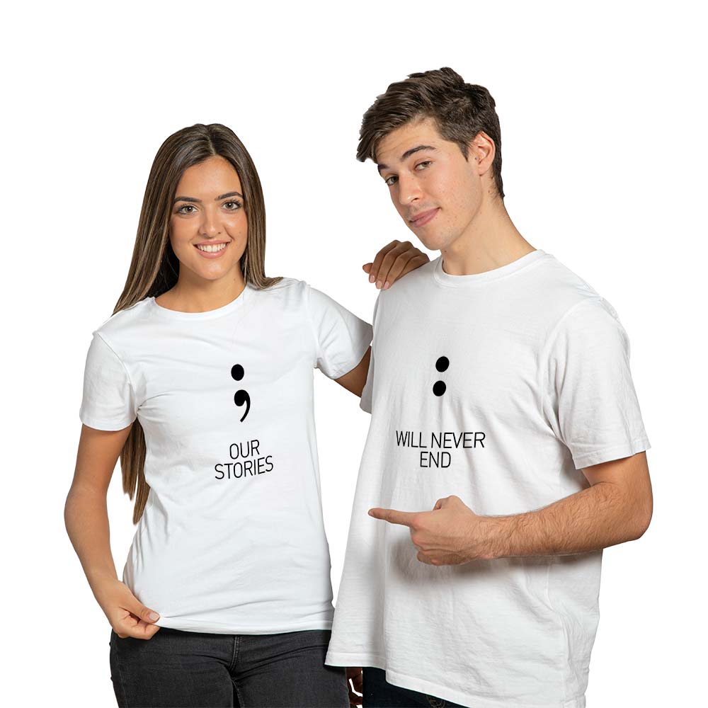 Our Stories Never End Couple T-shirt - Right Marc