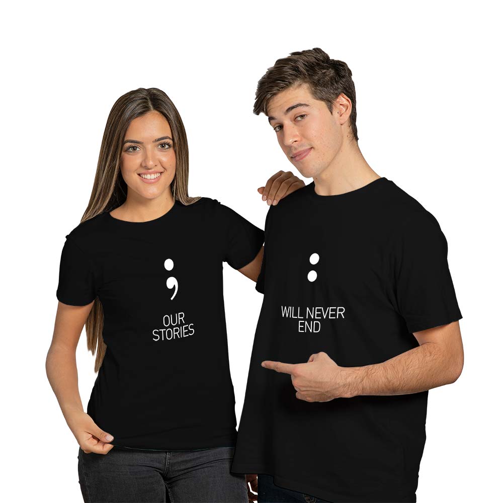 Our Stories Never End Couple T-shirt - Right Marc