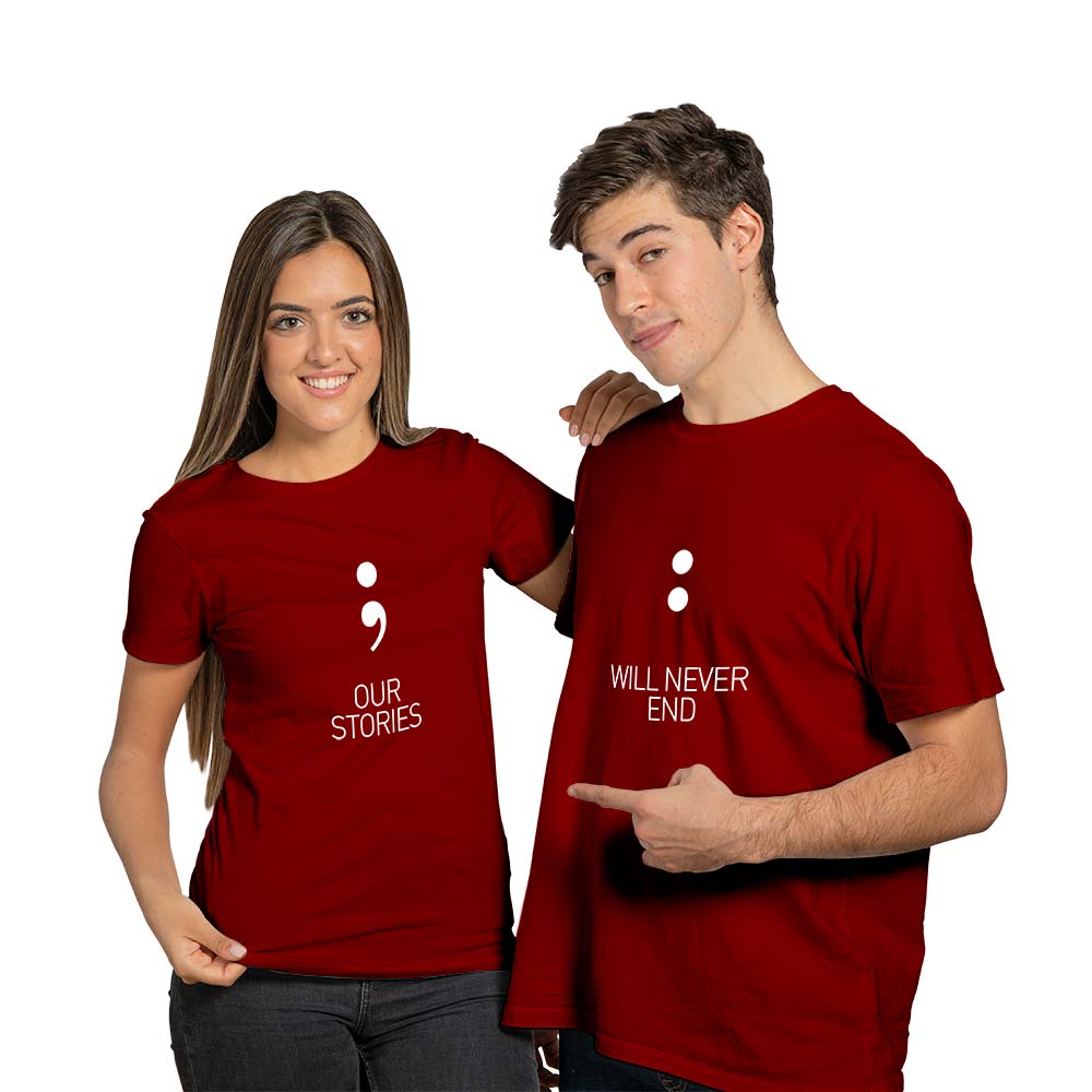 Our Stories Never End Couple T-shirt - Right Marc