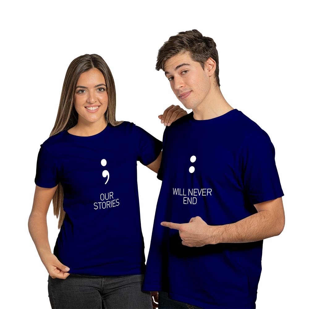 Our Stories Never End Couple T-shirt - Right Marc