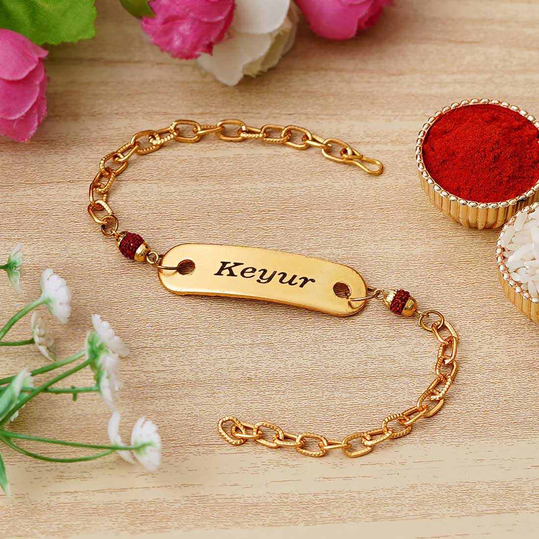 Personalized Custom Bracelet Rudraksha Rakhi - Right Marc