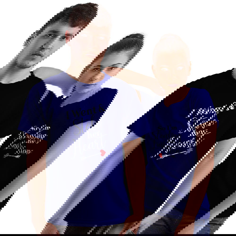 Stole Her Heart and Stealing His Last Name Couple T-shirt - Right Marc