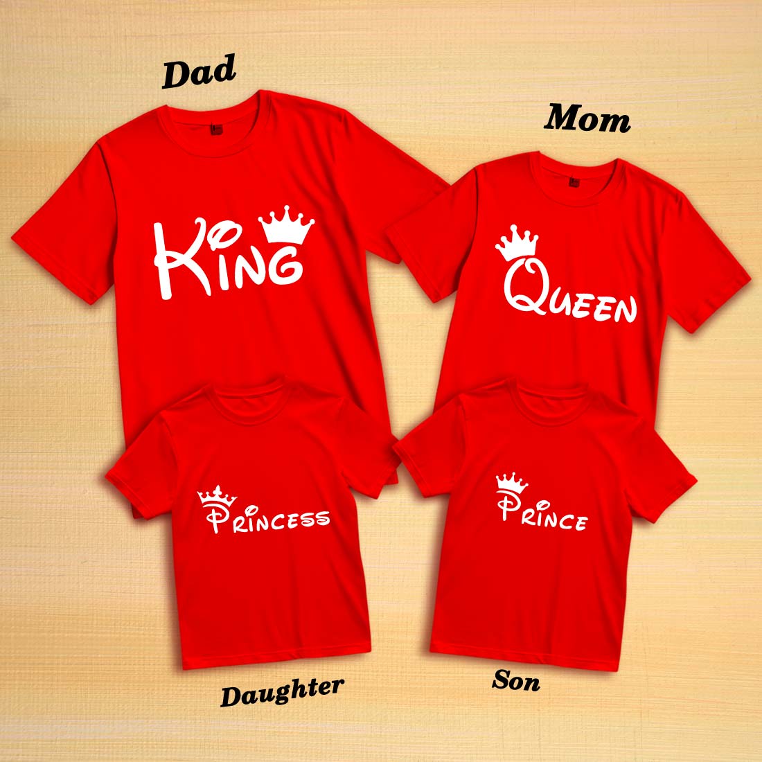 King, Queen, Prince & Princess Family T-Shirts - Matching Cotton Tees (D1)