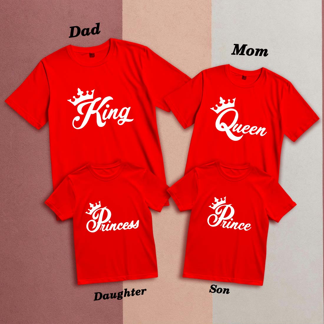 King, Queen, Prince & Princess Family T-shirts - Matching Cotton Tees (D15)