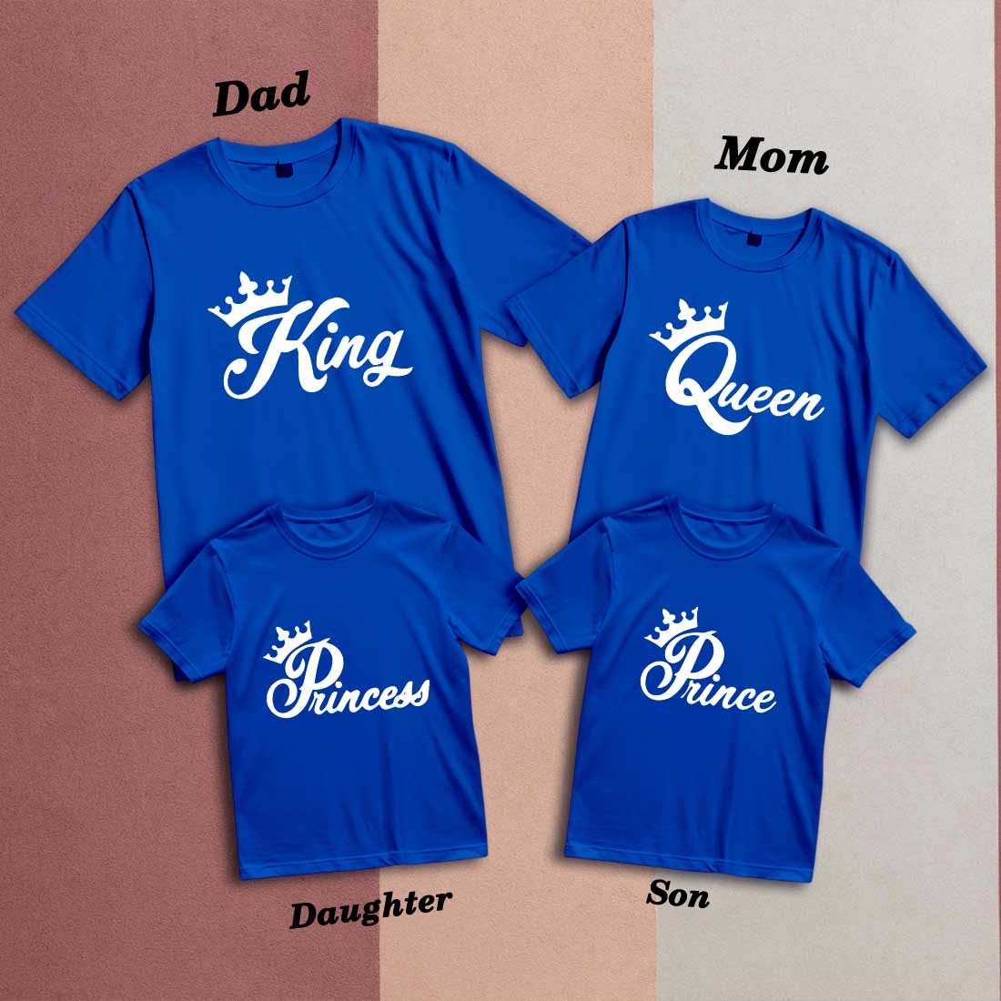 King, Queen, Prince & Princess Family T-shirts - Matching Cotton Tees (D15)