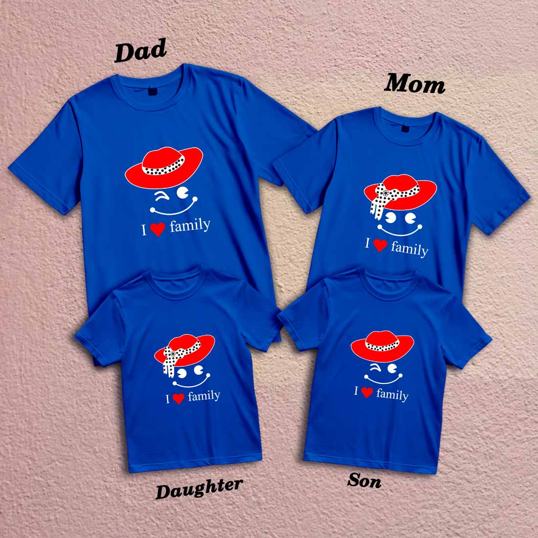 Matching Family Smiley T-Shirts - Red & Yellow Hats, Fun & Comfort! (D2)