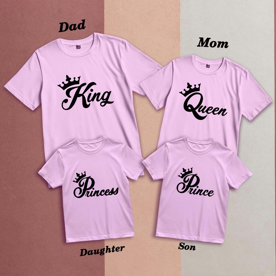 King, Queen, Prince & Princess Family T-shirts - Matching Cotton Tees (D15)