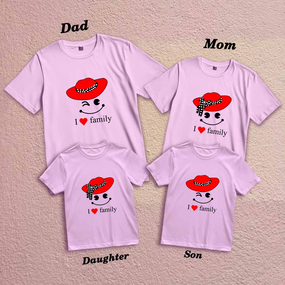 Matching Family Smiley T-Shirts - Red & Yellow Hats, Fun & Comfort! (D2)