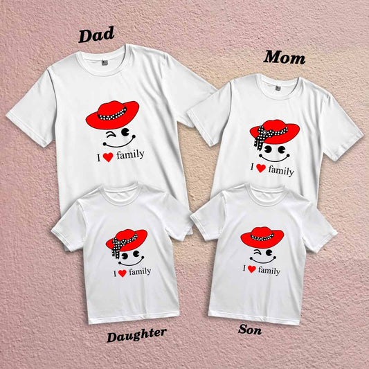 Matching Family Smiley T-Shirts - Red & Yellow Hats, Fun & Comfort! (D2)