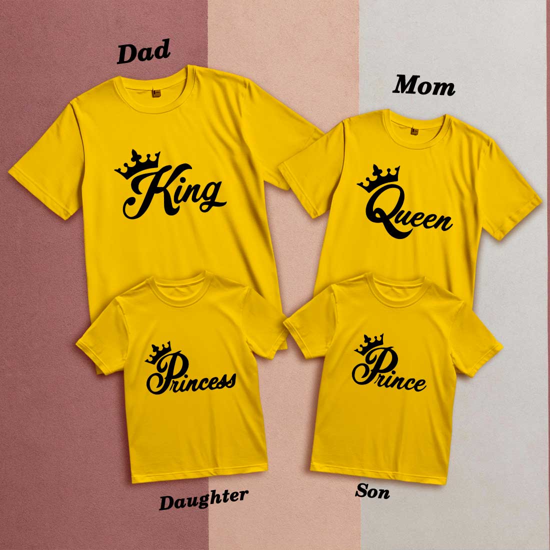 King, Queen, Prince & Princess Family T-shirts - Matching Cotton Tees (D15)