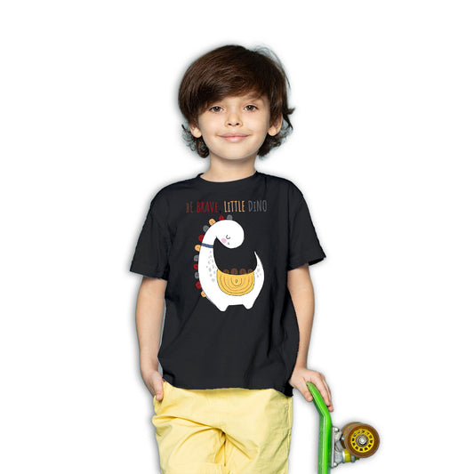 Be Brave Little Dino Kids T-Shirt - Super Combed Bio-Wash Cotton (D135)