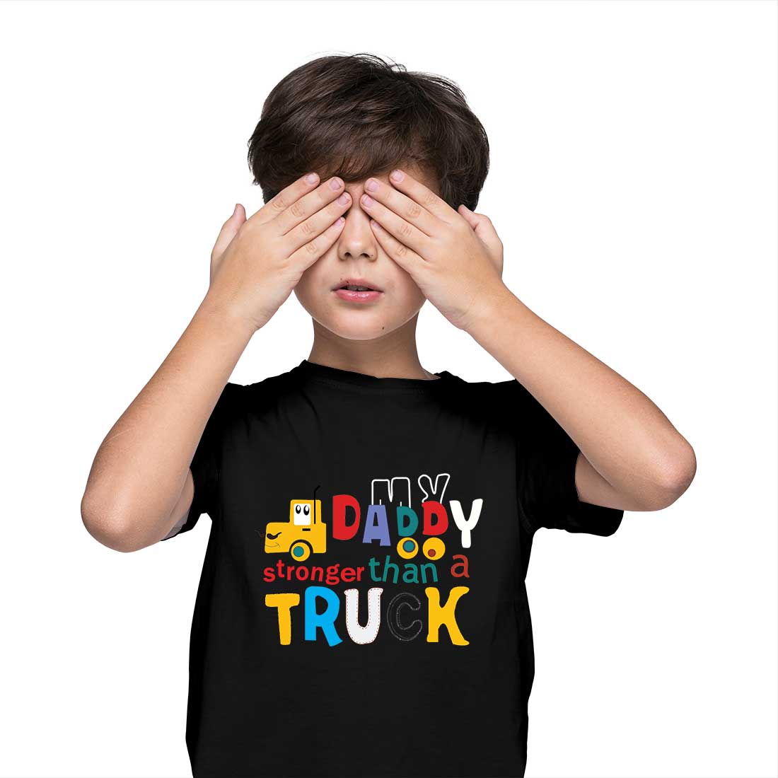 Daddy Stronger Than a Truck - Kids' Combed Cotton T-Shirt (D64)
