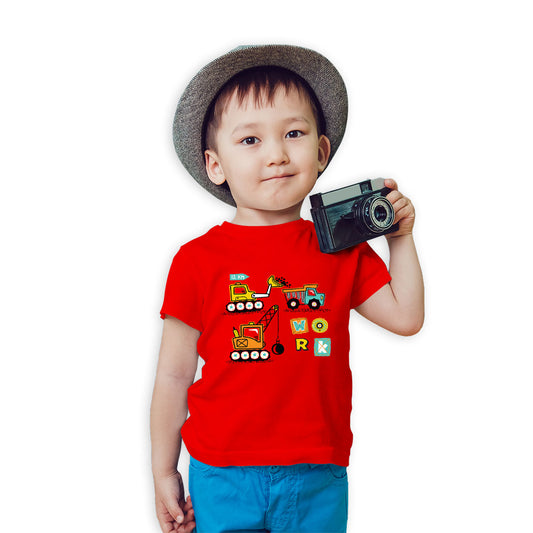 Construction Vehicle Kids T-Shirt - Super Combed Bio-Wash Cotton (D146)