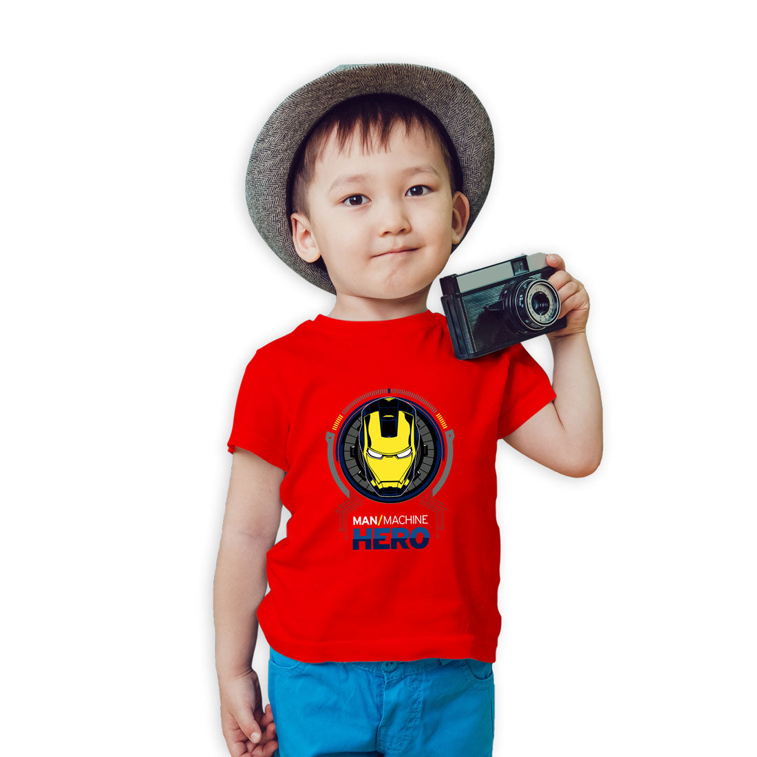 Iron Hero Kids T-Shirt - Super Combed Bio-Wash Cotton (D23)