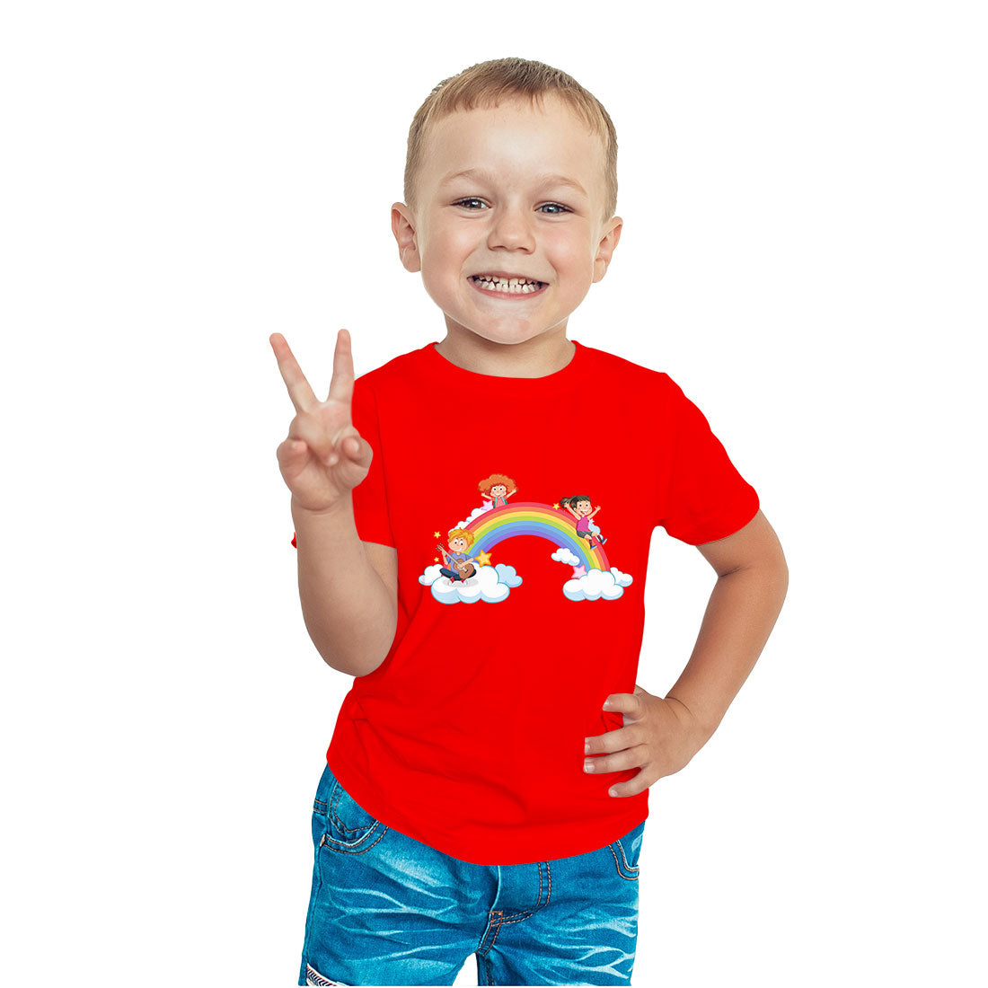 Personalized Rainbow Kids T-Shirt - Custom Name Print on Soft Cotton (D67)