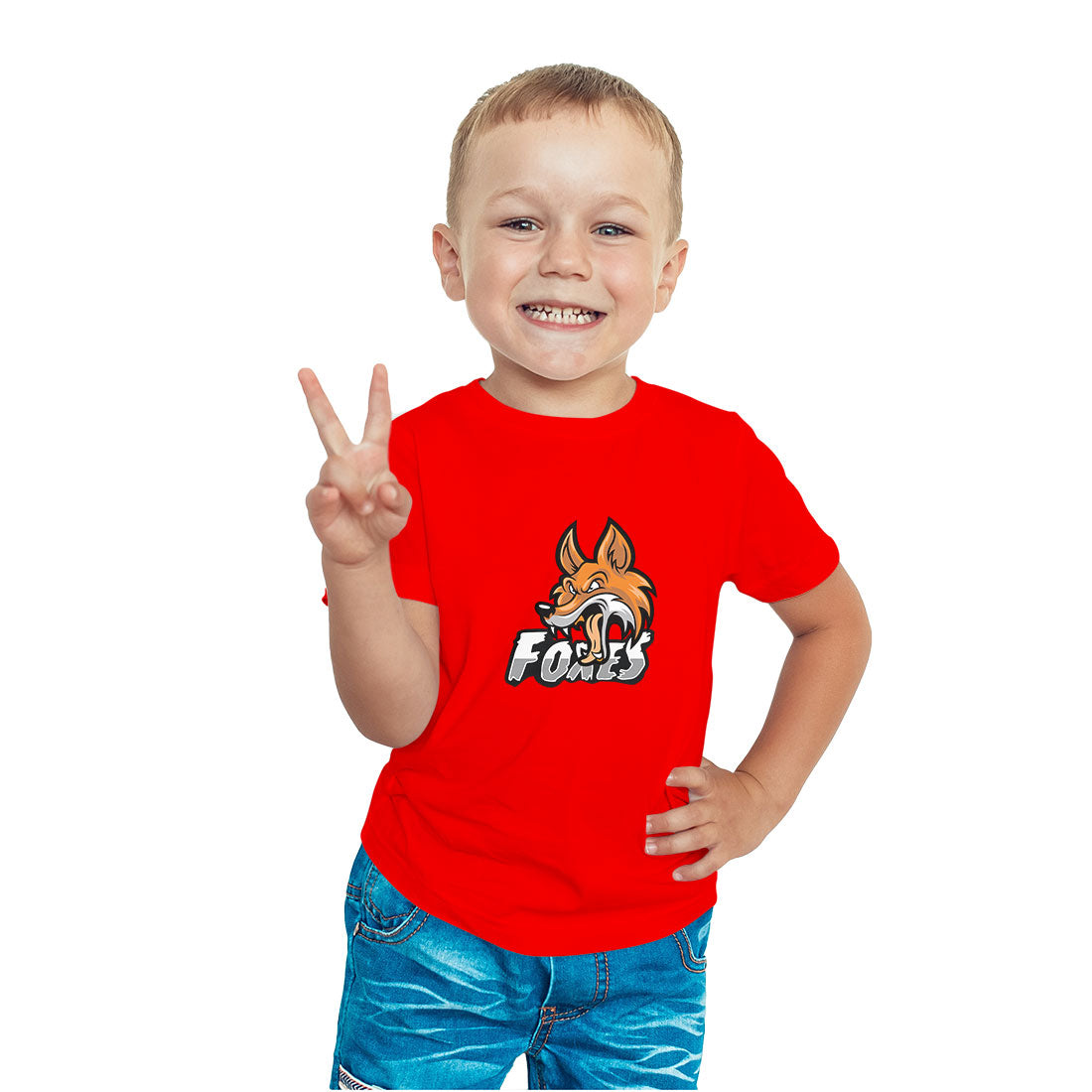 Fox Print Kids T-Shirt - Soft, Combed Cotton Comfort (D94)