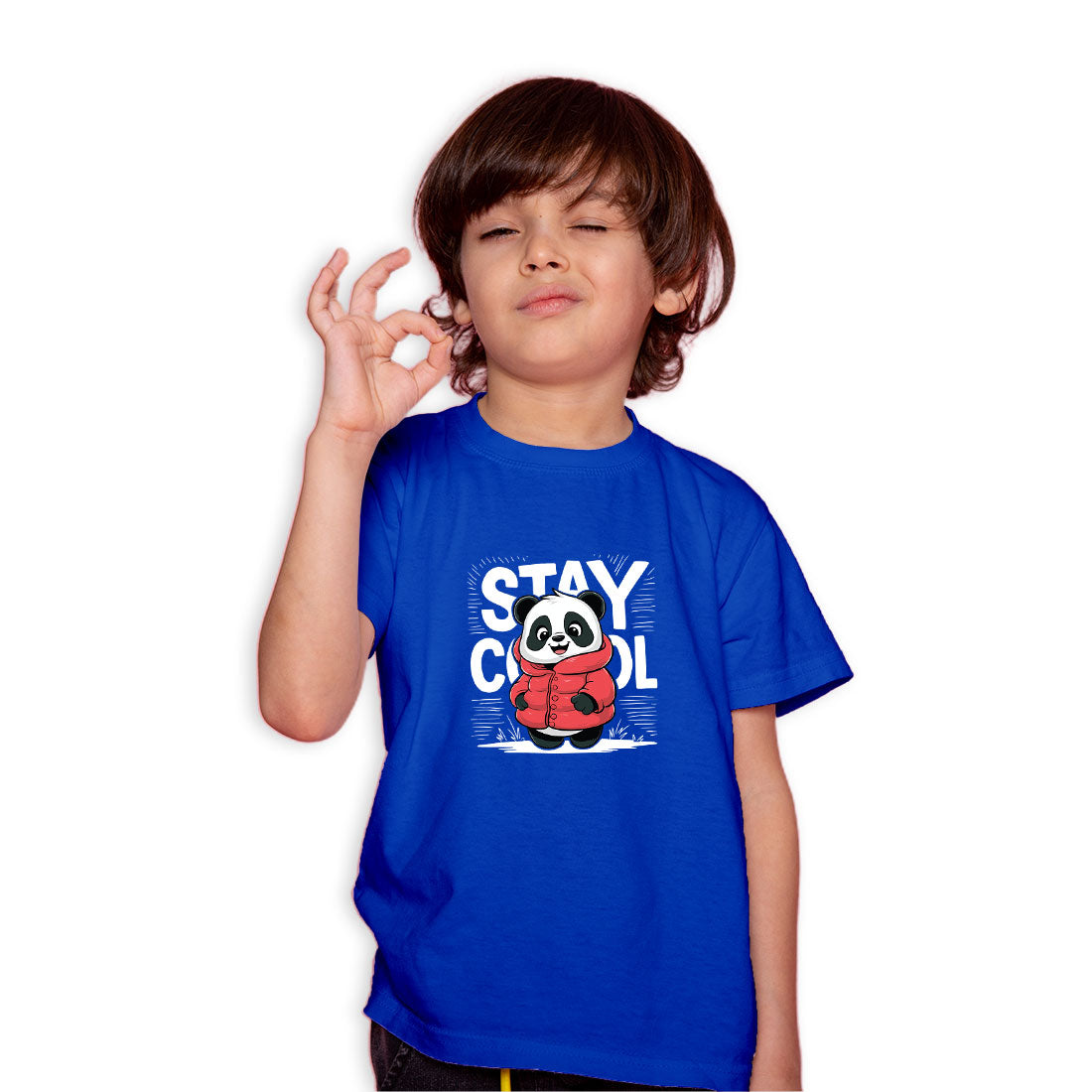 Stay Cool Panda Kids T-Shirt - Super Combed Bio-Wash Cotton (D127)